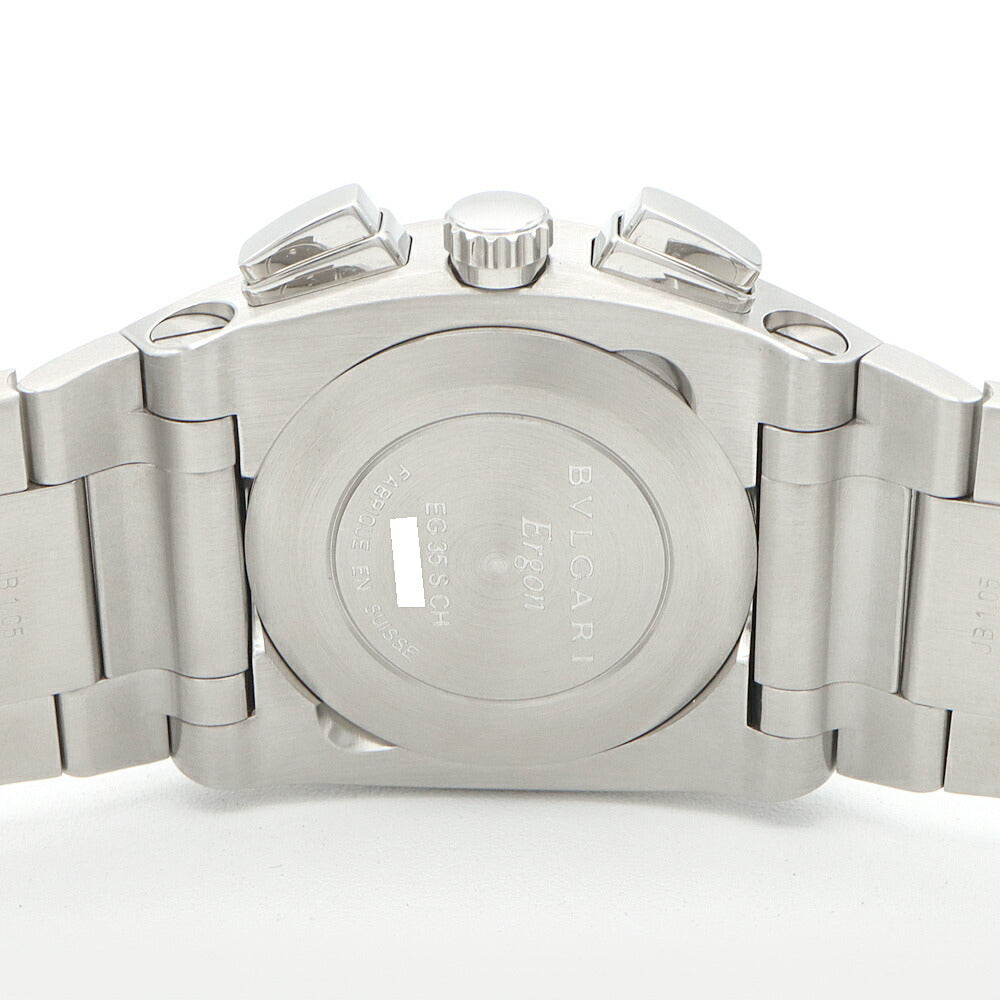 BVLGARI ブルガリ エルゴン クロノグラフ EG35SCH デイト 30m防水 スモールセコンド 黒 ブラック SS ステンレス メンズ 自動巻き【6ヶ月保証】【腕時計】【中古】