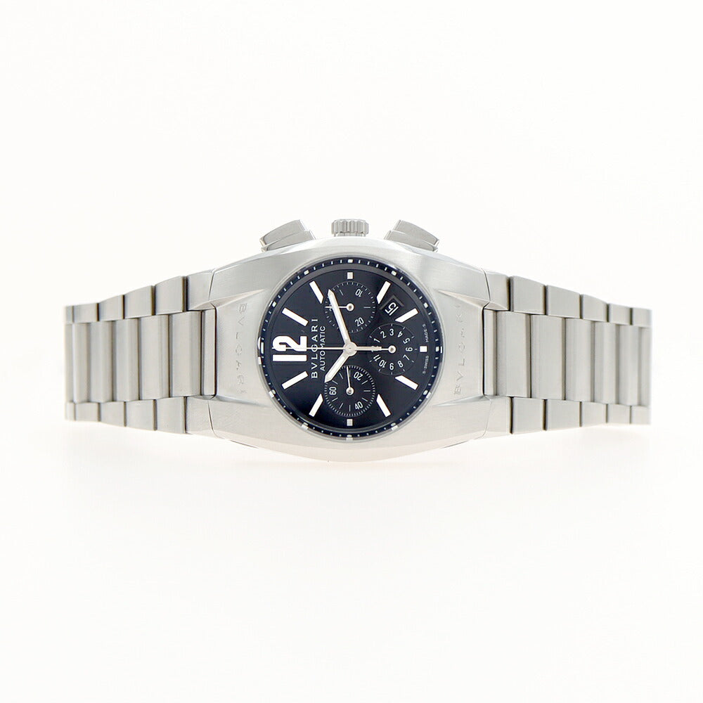 BVLGARI ブルガリ エルゴン クロノグラフ EG35SCH デイト 30m防水 スモールセコンド 黒 ブラック SS ステンレス メンズ 自動巻き【6ヶ月保証】【腕時計】【中古】