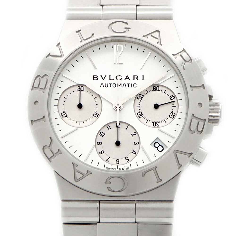 Internally inspected BVLGARI Bvlgari Diagono Sports Chronograph CH35S AUTO Date White SS Stainless Steel Men's Automatic Winding [6 months warranty] [Watch] [Used]