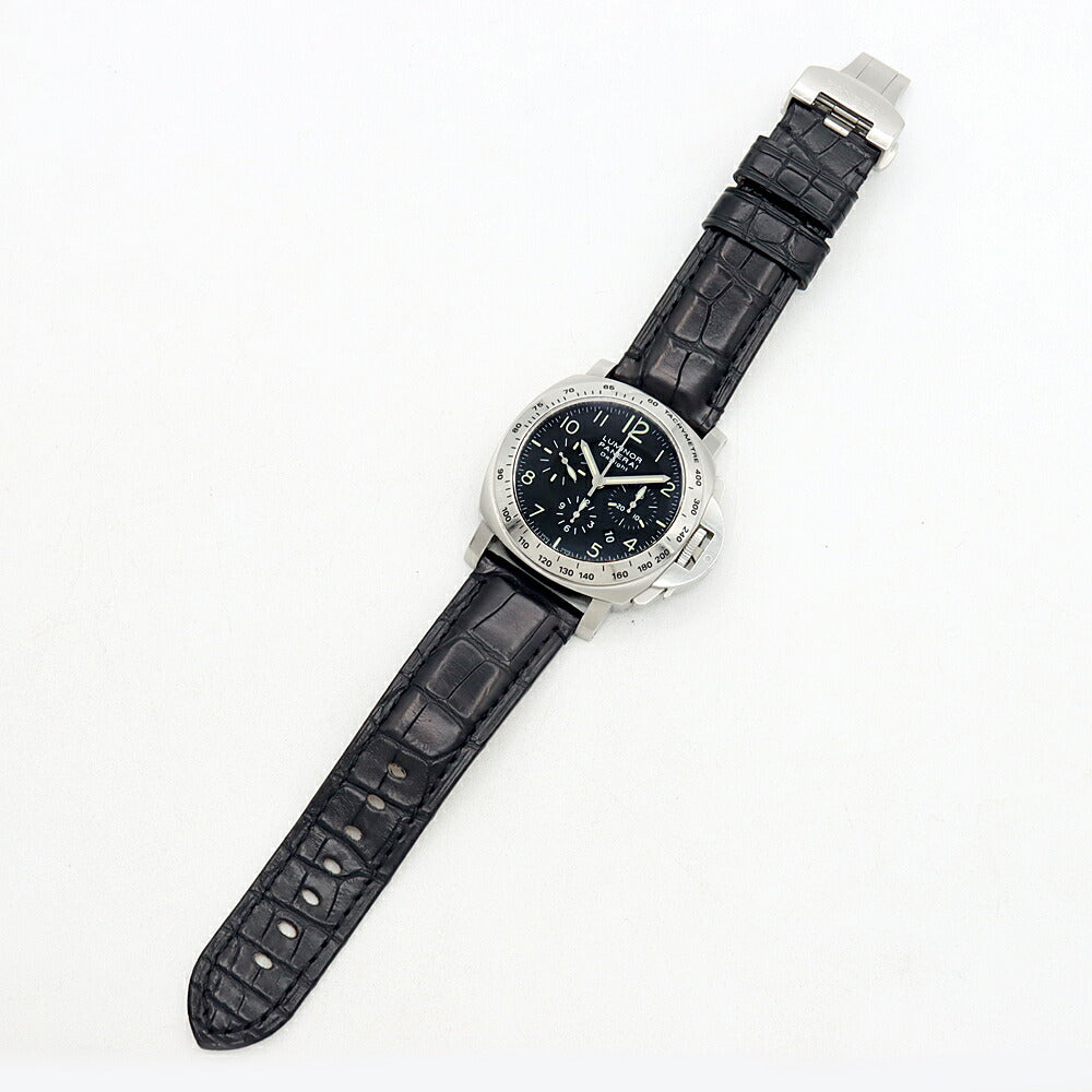 PANERAI パネライ ルミノール クロノグラフ デイライト PAM00196 H番 100m防水 デイト 黒 ブラック SS ステンレス 純正尾錠 純正ベルト メンズ 自動巻き【6ヶ月保証】【腕時計】【中古】
