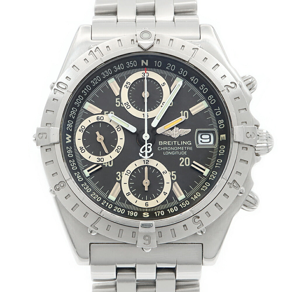 内部点検済 BREITLING ブライトリング クロノマット ロンジチュード GMT A20348 クロノグラフ デイト グレー SS ステンレス メンズ 自動巻き【6ヶ月保証】【腕時計】【中古】