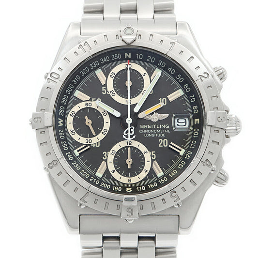 内部点検済 BREITLING ブライトリング クロノマット ロンジチュード GMT A20348 クロノグラフ デイト グレー SS ステンレス メンズ 自動巻き【6ヶ月保証】【腕時計】【中古】