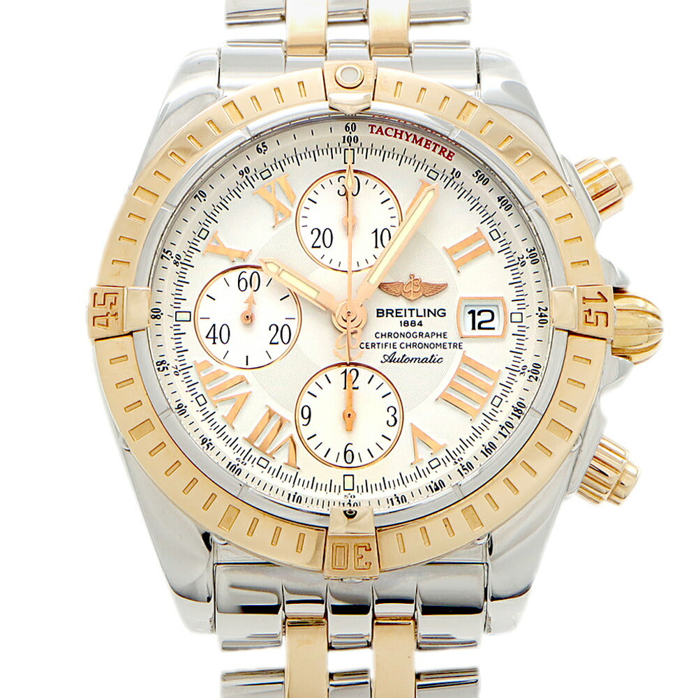 内部点検済 BREITLING ブライトリング クロノマット エボリューション C13356 クロノグラフ デイト 300m防水 白 ホワイト PG ピンクゴールド SS ステンレス コンビ メンズ 自動巻き【6ヶ月保証】【腕時計】【中古】