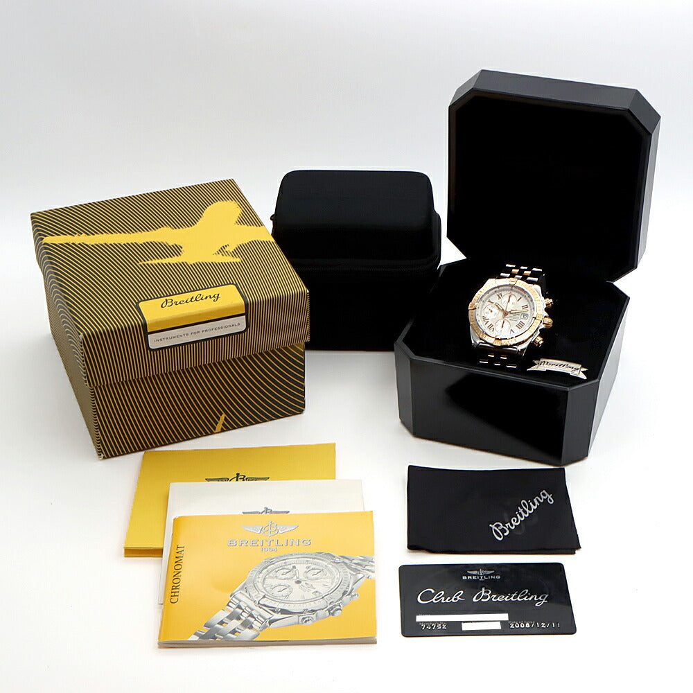 内部点検済 BREITLING ブライトリング クロノマット エボリューション C13356 クロノグラフ デイト 300m防水 白 ホワイト PG ピンクゴールド SS ステンレス コンビ メンズ 自動巻き【6ヶ月保証】【腕時計】【中古】