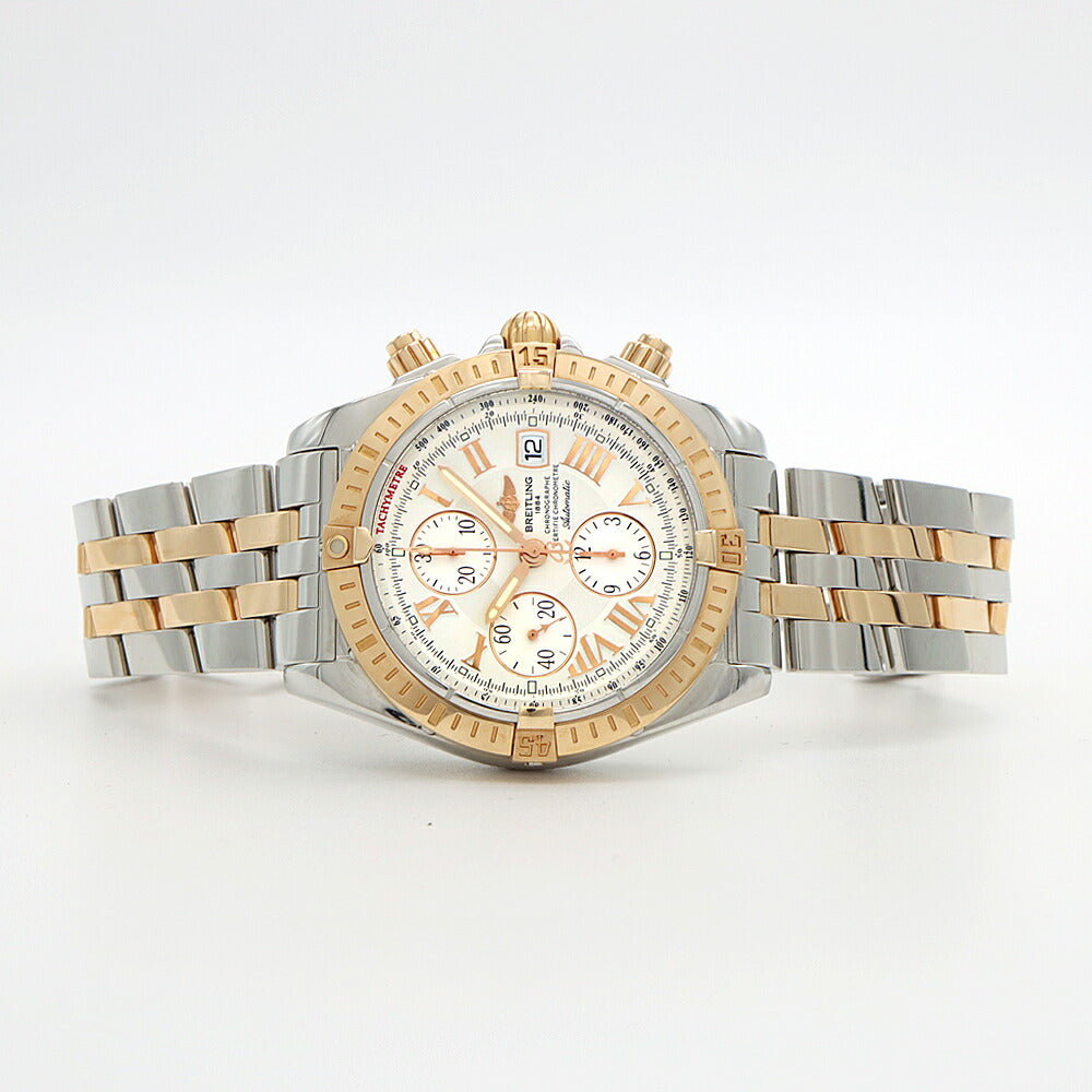 内部点検済 BREITLING ブライトリング クロノマット エボリューション C13356 クロノグラフ デイト 300m防水 白 ホワイト PG ピンクゴールド SS ステンレス コンビ メンズ 自動巻き【6ヶ月保証】【腕時計】【中古】