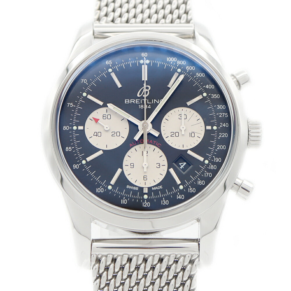 BREITLING Transocean Chronograph AB0152 100m Water Resistant Date Black SS Stainless Steel Men's Automatic Winding [6 Month Warranty] [Watch] [Used]
