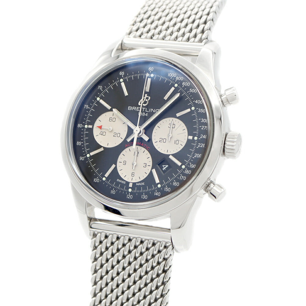 BREITLING Transocean Chronograph AB0152 100m Water Resistant Date Black SS Stainless Steel Men's Automatic Winding [6 Month Warranty] [Watch] [Used]
