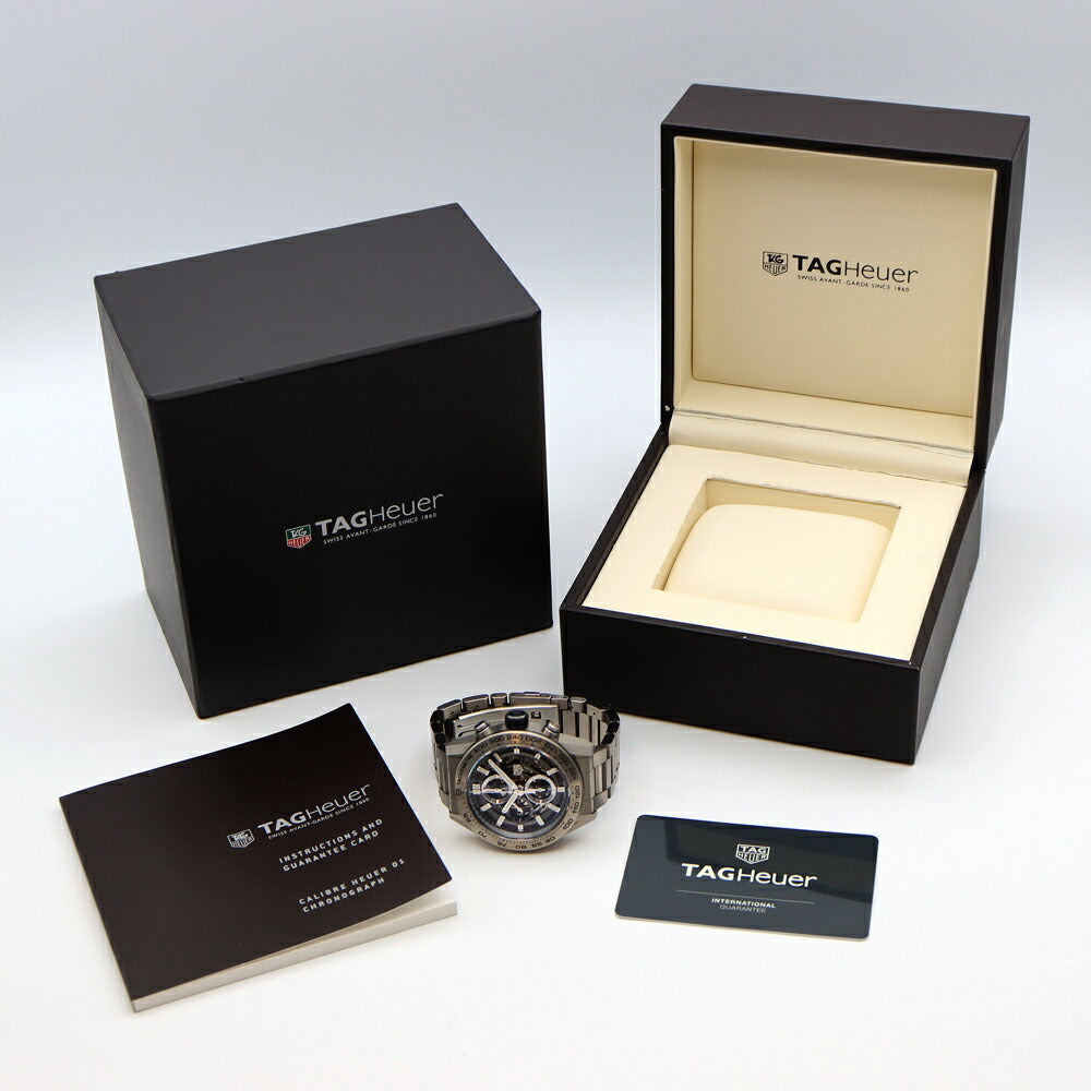 内部点検済 TAG Heuer タグホイヤー カレラ キャリバー ホイヤー01 クロノグラフ グレーファントム CAR2A8A BF0707 デイト 裏スケ 100m防水 スケルトン Ti チタン メンズ 自動巻き【6ヶ月保証】【腕時計】【中古】