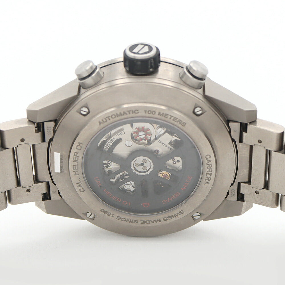 内部点検済 TAG Heuer タグホイヤー カレラ キャリバー ホイヤー01 クロノグラフ グレーファントム CAR2A8A BF0707 デイト 裏スケ 100m防水 スケルトン Ti チタン メンズ 自動巻き【6ヶ月保証】【腕時計】【中古】