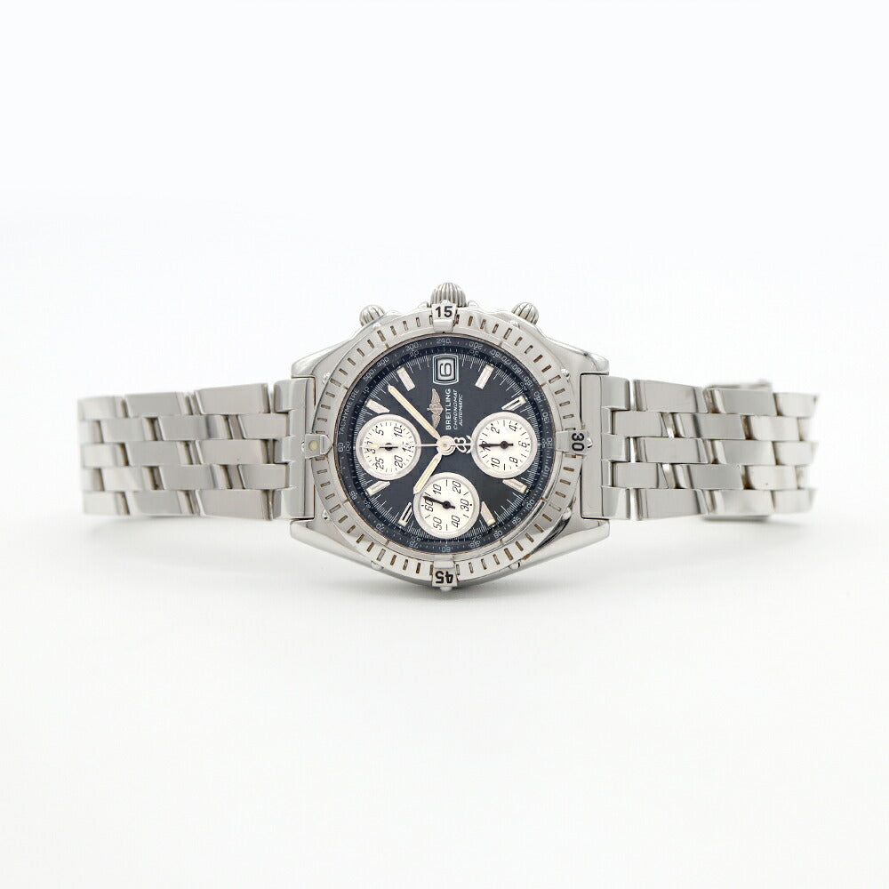 BREITLING ブライトリング ブラックバード クロノグラフ A13350 デイト 100m防水 グレー SS ステンレス メンズ 自動巻き【6ヶ月保証】【腕時計】【中古】