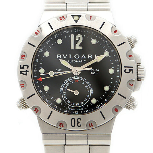 BVLGARI Bvlgari Diagono Scuba GMT SD38SGMT Date 200m Water Resistant Black SS Stainless Steel Men's Automatic Winding [6 Month Warranty] [Watch] [Used]
