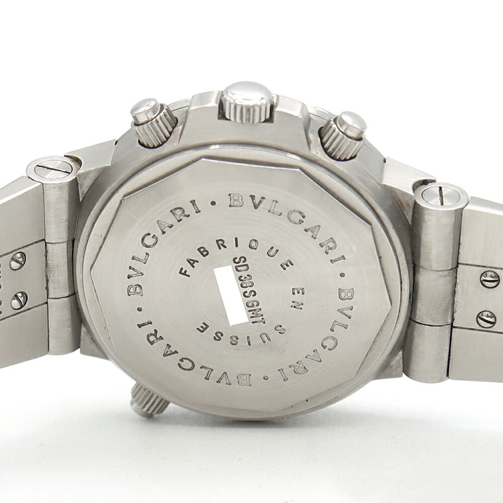 BVLGARI ブルガリ ディアゴノ スクーバ GMT SD38SGMT デイト 200m防水 黒 ブラック SS ステンレス メンズ 自動巻き【6ヶ月保証】【腕時計】【中古】