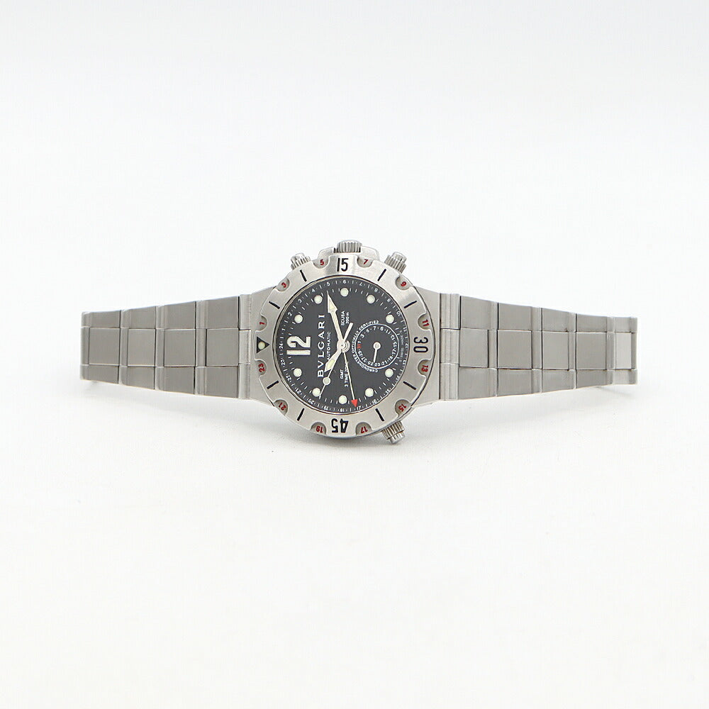BVLGARI ブルガリ ディアゴノ スクーバ GMT SD38SGMT デイト 200m防水 黒 ブラック SS ステンレス メンズ 自動巻き【6ヶ月保証】【腕時計】【中古】