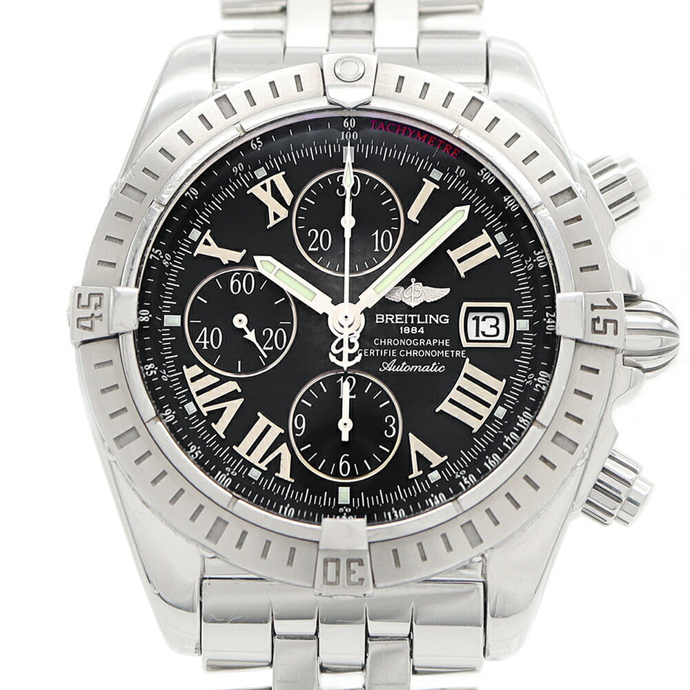 BREITLING ブライトリング クロノマット エボリューション A13356 クロノグラフ デイト 300m防水 黒 ブラック SS ステンレス メンズ 自動巻き【6ヶ月保証】【腕時計】【中古】