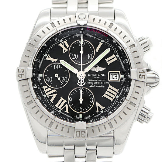 BREITLING ブライトリング クロノマット エボリューション A13356 クロノグラフ デイト 300m防水 黒 ブラック SS ステンレス メンズ 自動巻き【6ヶ月保証】【腕時計】【中古】