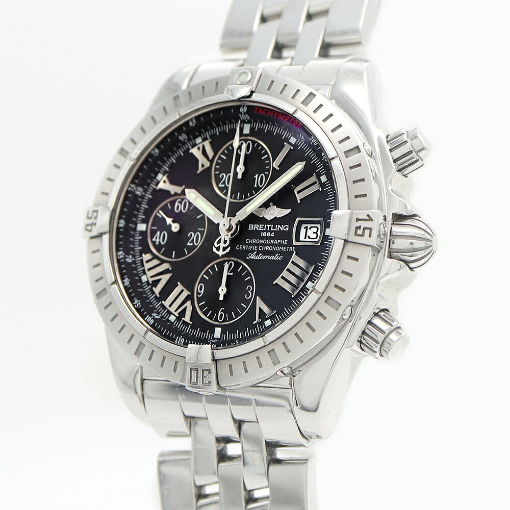 BREITLING ブライトリング クロノマット エボリューション A13356 クロノグラフ デイト 300m防水 黒 ブラック SS ステンレス メンズ 自動巻き【6ヶ月保証】【腕時計】【中古】