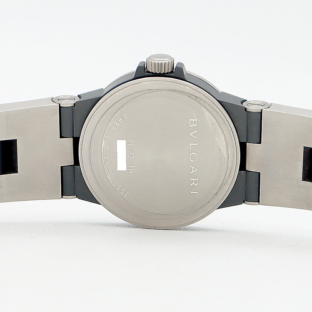電池交換済 BVLGARI ブルガリ ディアゴノ チタニウム TI32TA デイト 30m防水 黒 ブラック Ti チタン 純正ベルト 純正尾錠 メンズ ボーイズ レディース クォーツ【6ヶ月保証】【腕時計】【中古】