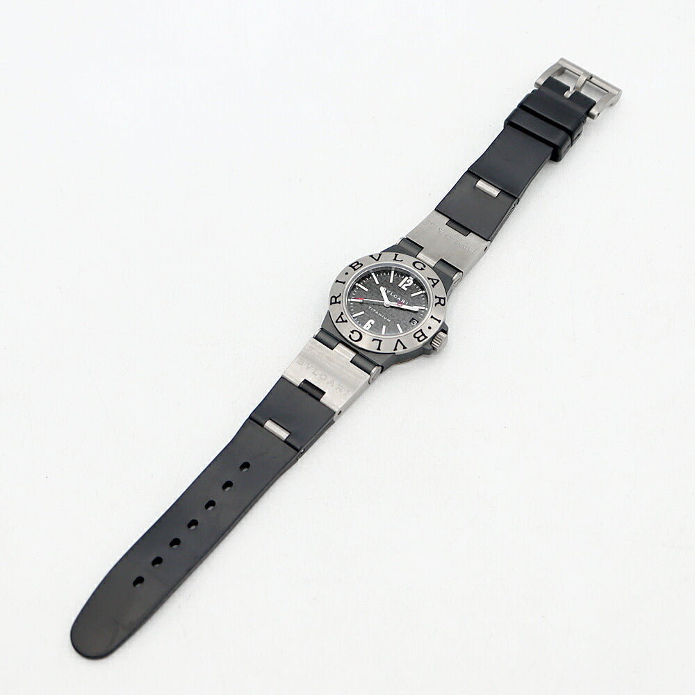 電池交換済 BVLGARI ブルガリ ディアゴノ チタニウム TI32TA デイト 30m防水 黒 ブラック Ti チタン 純正ベルト 純正尾錠 メンズ ボーイズ レディース クォーツ【6ヶ月保証】【腕時計】【中古】