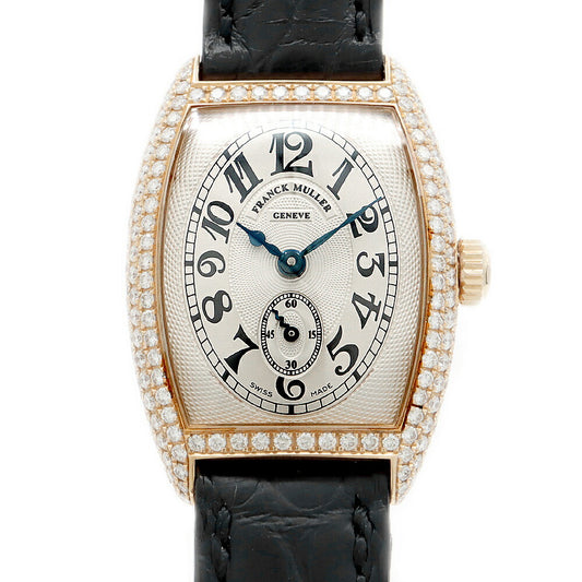 Internally inspected FRANCK MULLER Tonneau Curvex Chronometro Diamond Bezel 1752 S6 D Diamond Silver Guilloche K18PG Pink Gold Genuine Belt Genuine K18PG Buckle Women's Manual Winding [6 Month Warranty] [Watch] [Used]