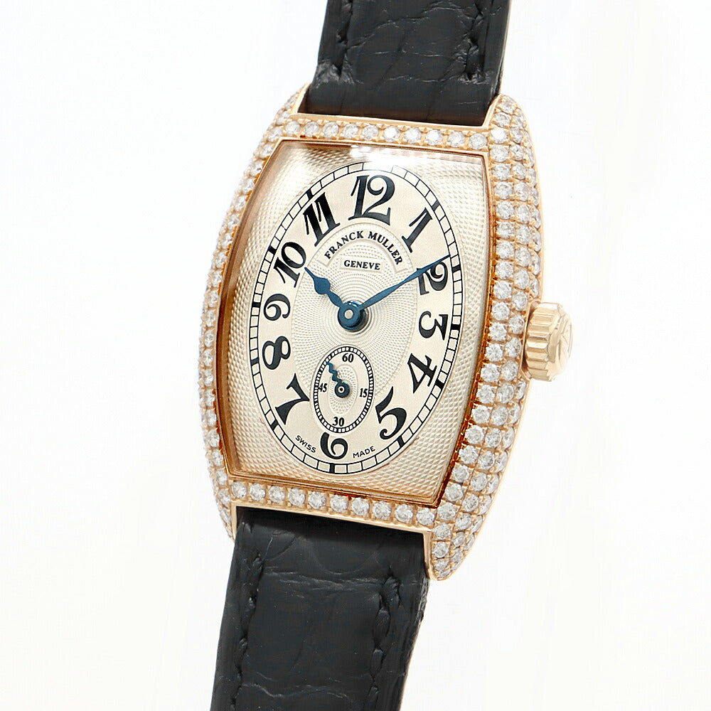 内部点検済 FRANCK MULLER フランクミュラー トノーカーベックス クロノメトロ ダイヤベゼル 1752 S6 D ダイヤモンド シルバー ギョーシェ K18PG ピンクゴールド 純正ベルト 純正K18PG尾錠 レディース 手巻き【6ヶ月保証】【腕時計】【中古】