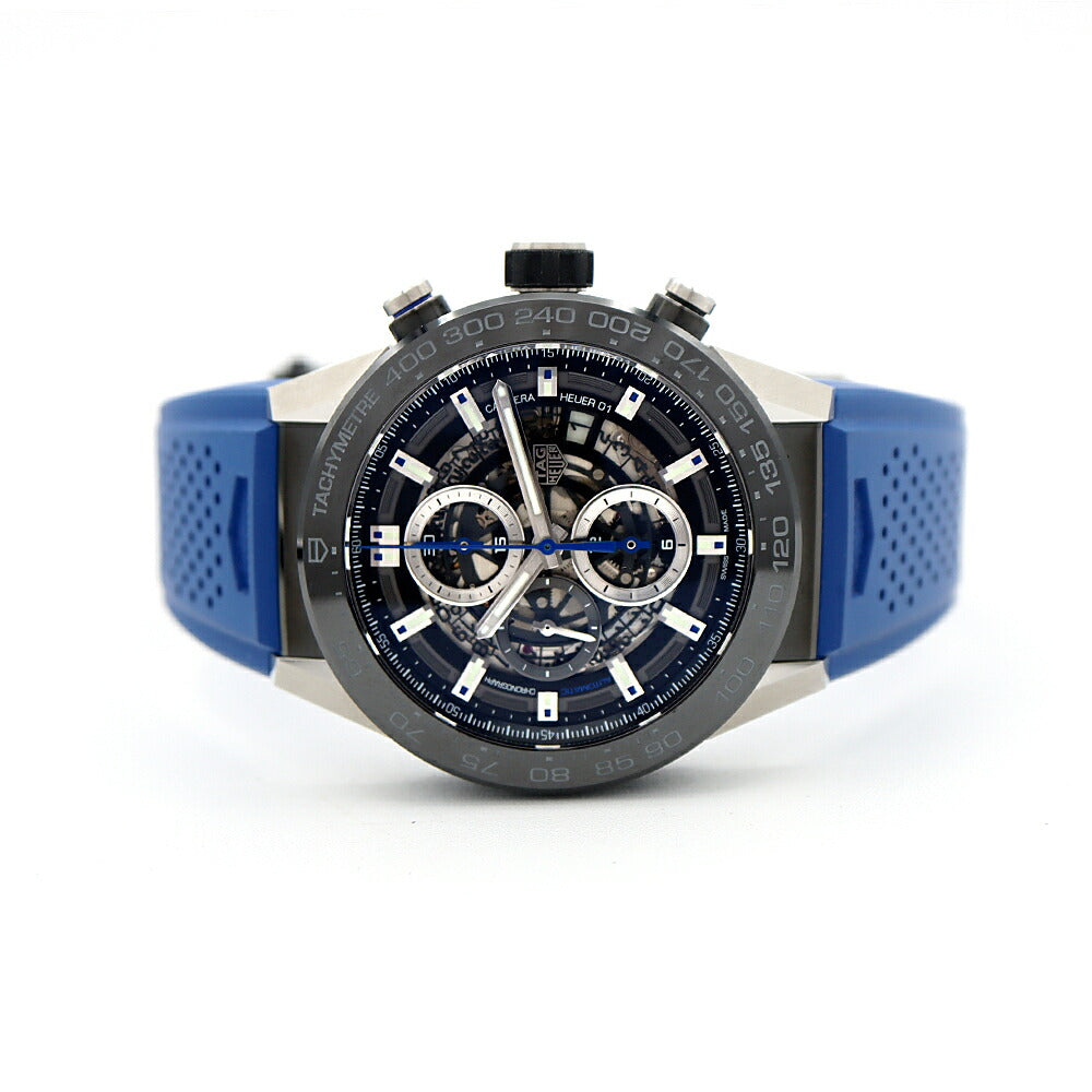 Internally inspected TAG Heuer Carrera Caliber Heuer 01 Chronograph CAR2A1T FT6052 Date 100m Water Resistant Black Skeleton SS Stainless Steel Genuine Belt Genuine Buckle Men's Automatic Winding [6 Month Warranty] [Watch] [Used]