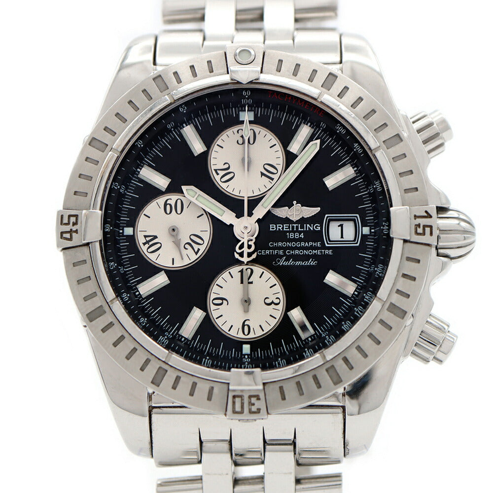 内部点検済 BREITLING ブライトリング クロノマット エボリューション A13356 クロノグラフ デイト 300m防水 黒 ブラック SS ステンレス メンズ 自動巻き【6ヶ月保証】【腕時計】【中古】