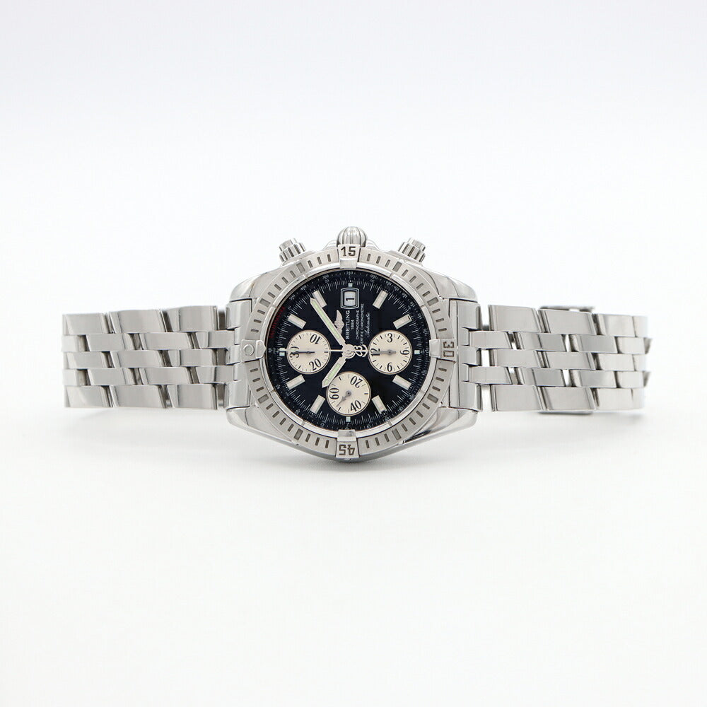内部点検済 BREITLING ブライトリング クロノマット エボリューション A13356 クロノグラフ デイト 300m防水 黒 ブラック SS ステンレス メンズ 自動巻き【6ヶ月保証】【腕時計】【中古】