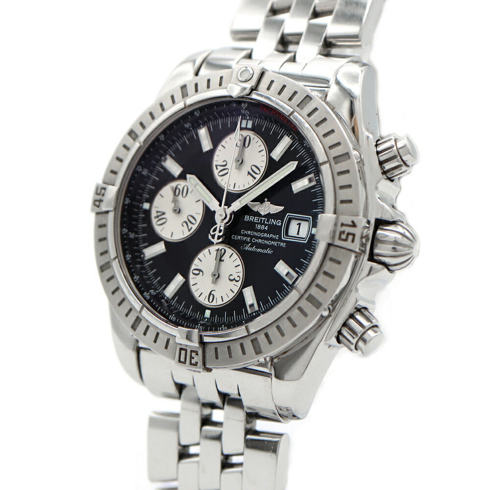 内部点検済 BREITLING ブライトリング クロノマット エボリューション A13356 クロノグラフ デイト 300m防水 黒 ブラック SS ステンレス メンズ 自動巻き【6ヶ月保証】【腕時計】【中古】