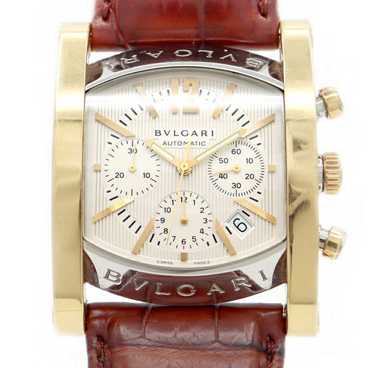 BVLGARI Bvlgari Ashoma Chronograph AA48SGCH Date 30m Water Resistant Silver K18YG Yellow Gold SS Stainless Steel Combination Genuine Belt Genuine Buckle Men's Automatic Winding [6 Month Warranty] [Watch] [Used]