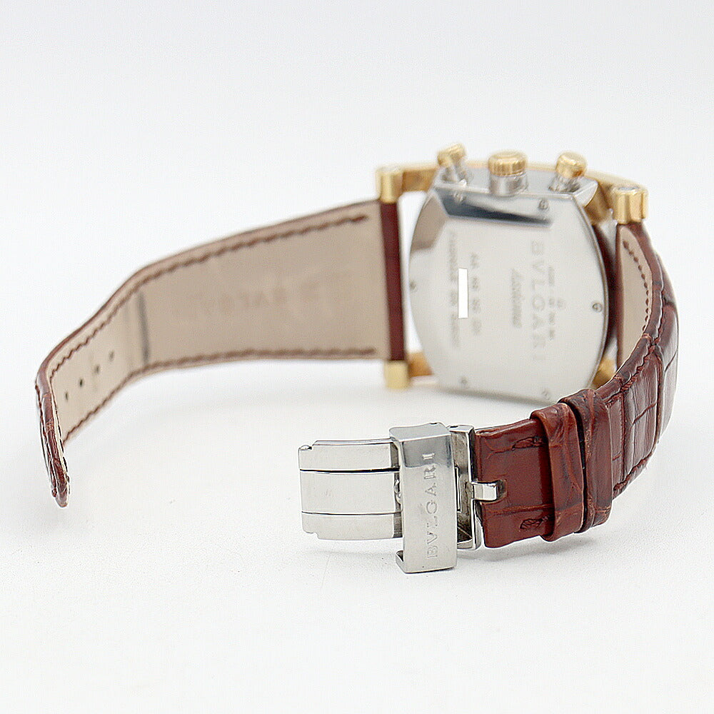 BVLGARI ブルガリ アショーマ クロノグラフ AA48SGCH デイト 30m防水 シルバー K18YG イエローゴールド SS ステンレス コンビ 純正ベルト 純正尾錠 メンズ 自動巻き【6ヶ月保証】【腕時計】【中古】
