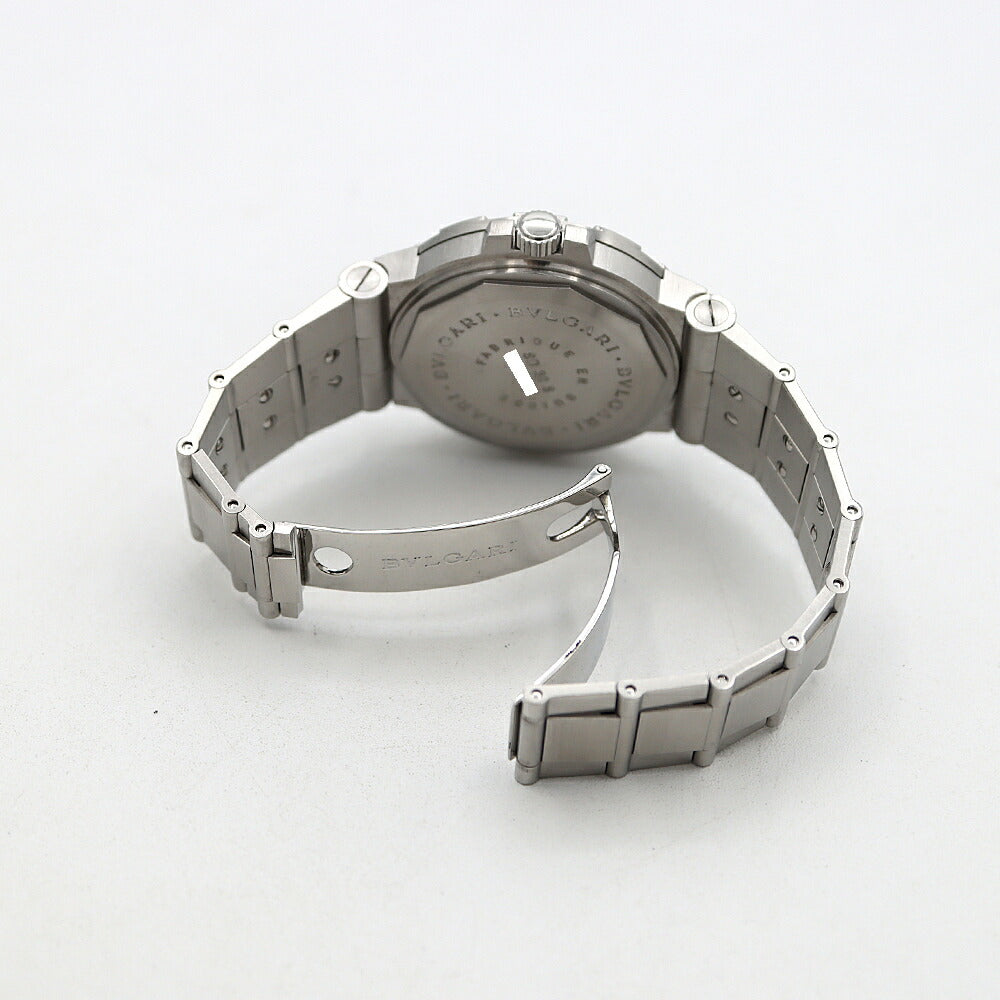 BVLGARI ブルガリ ディアゴノ スクーバ SD38S デイト 200m防水 黒 ブラック SS ステンレス メンズ 自動巻き【6ヶ月保証】【腕時計】【中古】