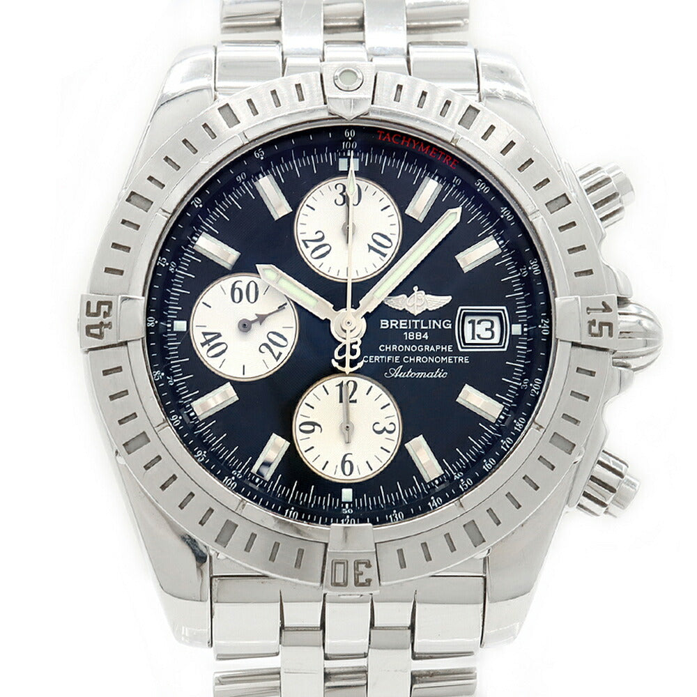 BREITLING ブライトリング クロノマット エボリューション A13356 クロノグラフ デイト 300m防水 黒 ブラック SS ステンレス メンズ 自動巻き【6ヶ月保証】【腕時計】【中古】