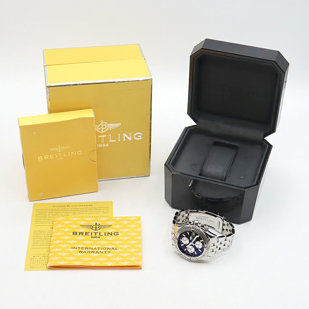 BREITLING ブライトリング クロノマット エボリューション A13356 クロノグラフ デイト 300m防水 黒 ブラック SS ステンレス メンズ 自動巻き【6ヶ月保証】【腕時計】【中古】