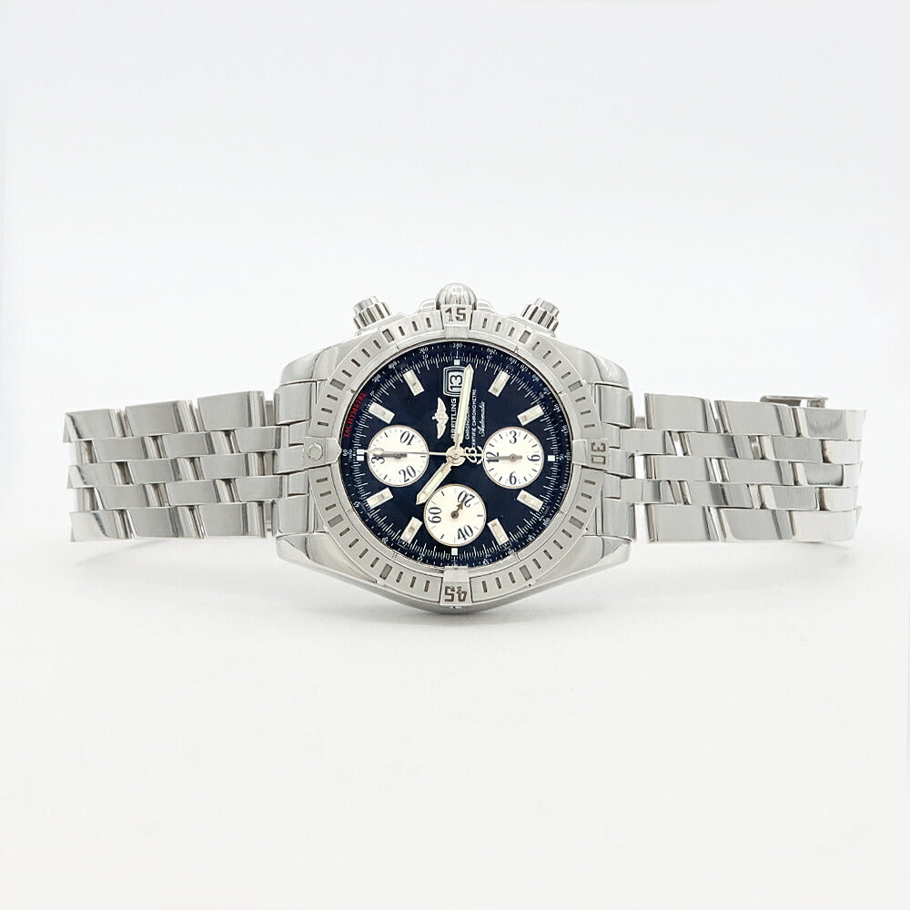 BREITLING ブライトリング クロノマット エボリューション A13356 クロノグラフ デイト 300m防水 黒 ブラック SS ステンレス メンズ 自動巻き【6ヶ月保証】【腕時計】【中古】