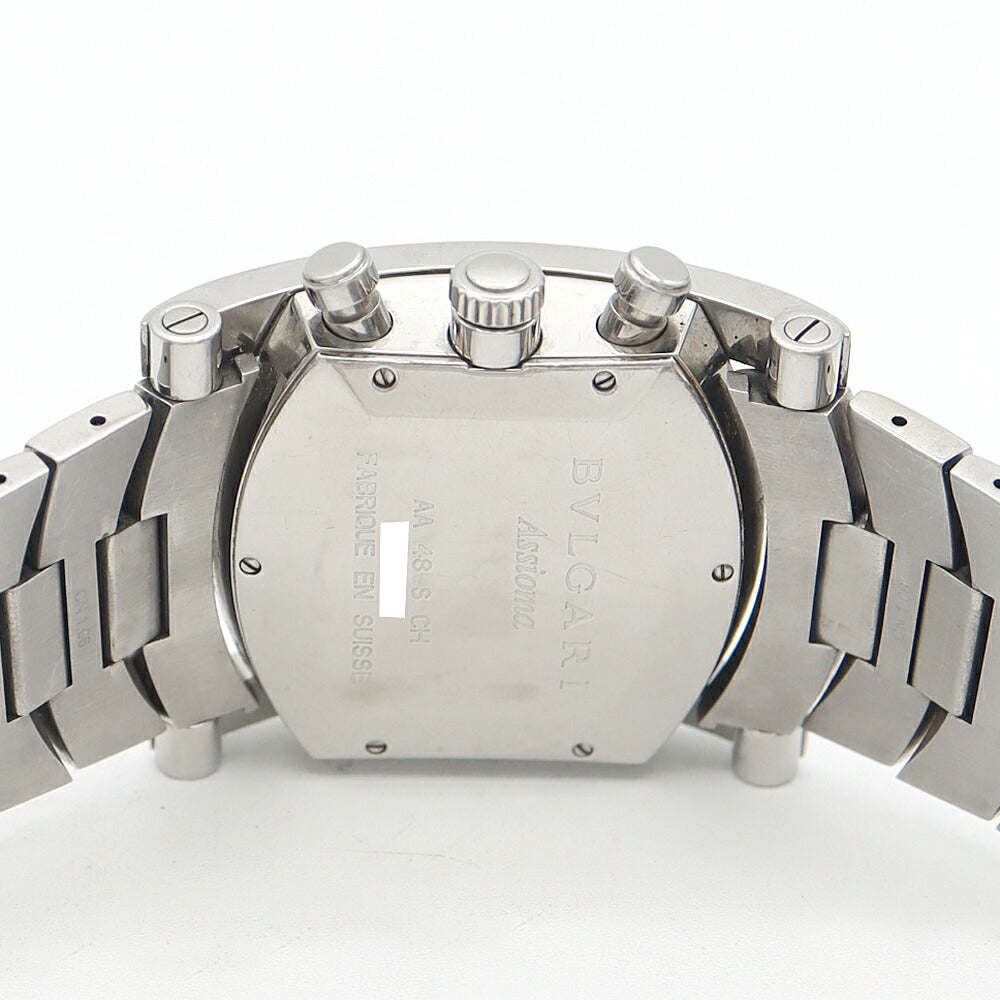BVLGARI ブルガリ アショーマ クロノグラフ AA48SCH デイト 黒 ブラック SS ステンレス メンズ 自動巻き【6ヶ月保証】【腕時計】【中古】