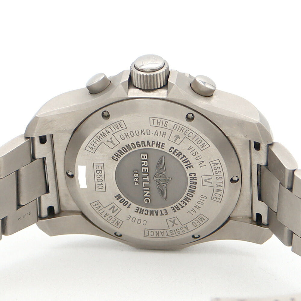 BREITLING ブライトリング コックピット B50 EB5010 デイト クロノグラフ 100m防水 黒 ブラック Ti チタン メンズ デジアナ クォーツ【6ヶ月保証】【腕時計】【中古】
