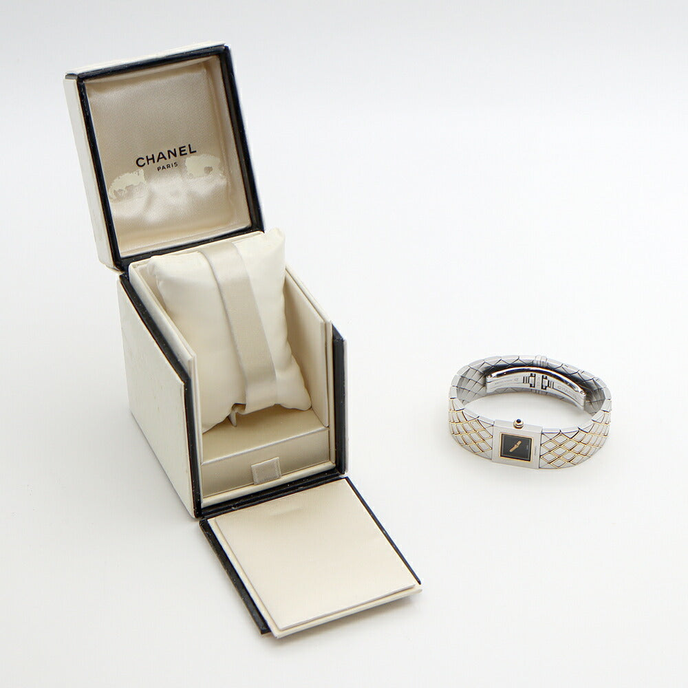 電池交換済 CHANEL シャネル マトラッセ H0475 30m防水 黒 ブラック YG イエローゴールド SS ステンレス コンビ レディース クォーツ【6ヶ月保証】【腕時計】【中古】