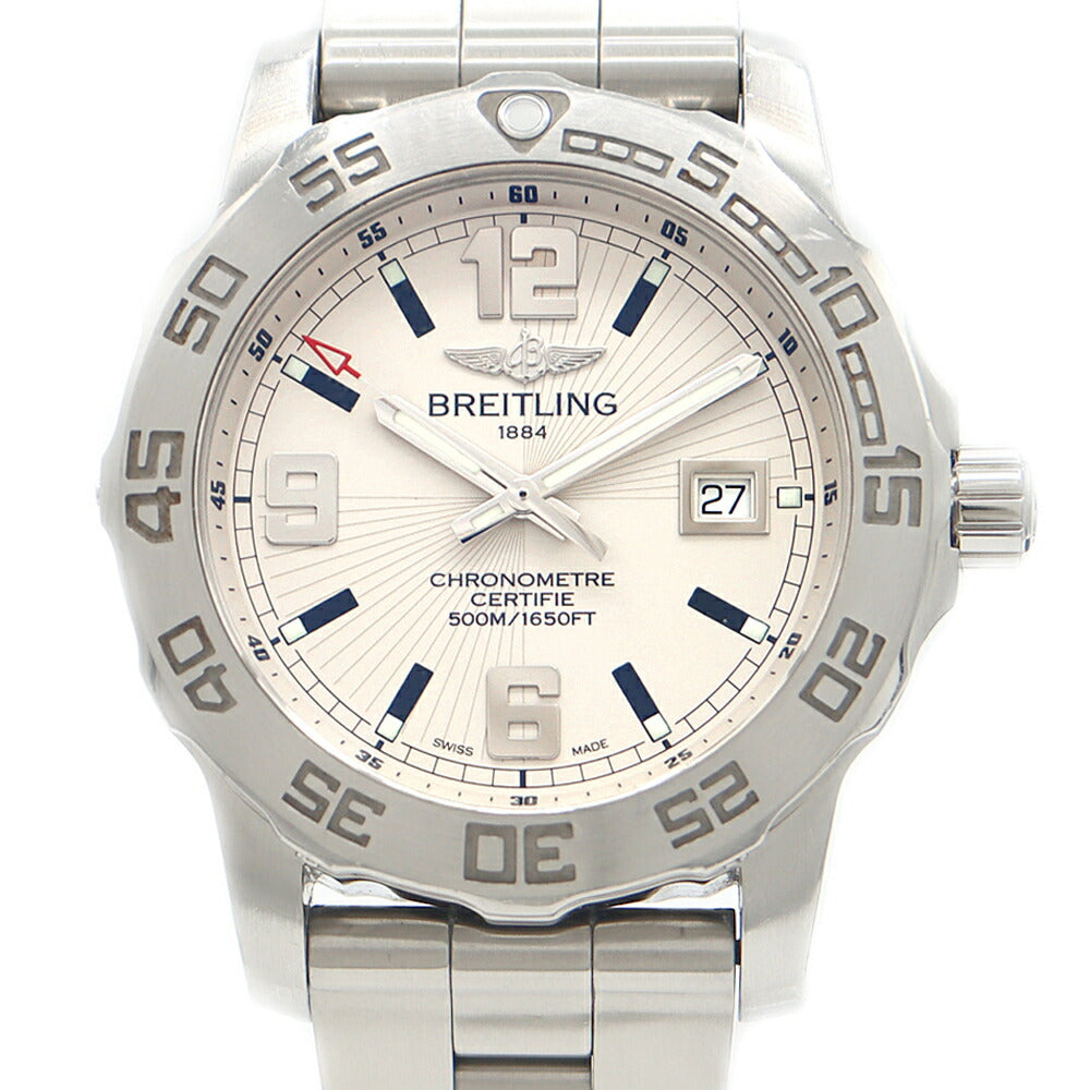 電池交換済 BREITLING ブライトリング コルト44 A74387 デイト 500m防水 アイボリー SS ステンレス メンズ クォーツ【6ヶ月保証】【腕時計】【中古】