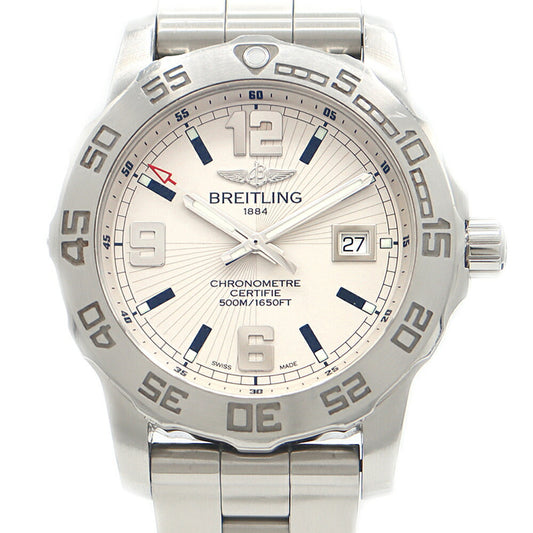 Battery replaced BREITLING Colt 44 A74387 Date 500m Water Resistant Ivory SS Stainless Steel Men's Quartz [6 Month Warranty] [Watch] [Used]