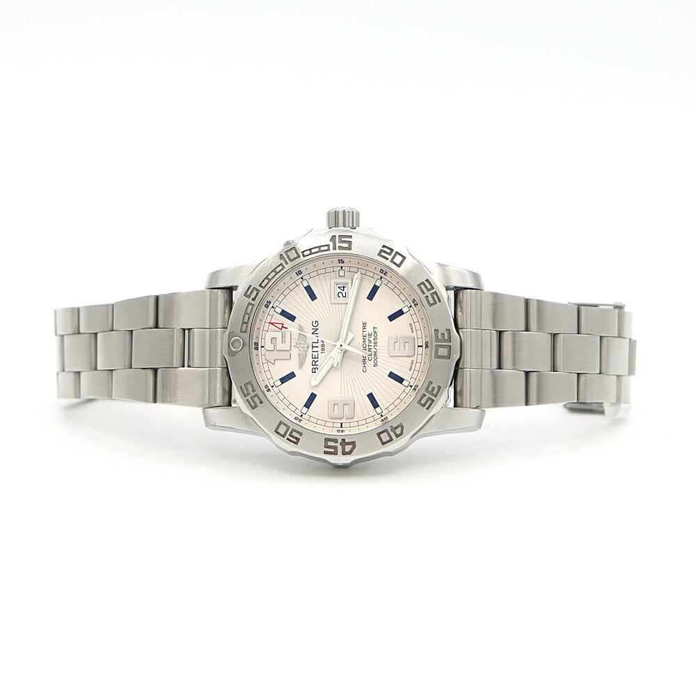 電池交換済 BREITLING ブライトリング コルト44 A74387 デイト 500m防水 アイボリー SS ステンレス メンズ クォーツ【6ヶ月保証】【腕時計】【中古】