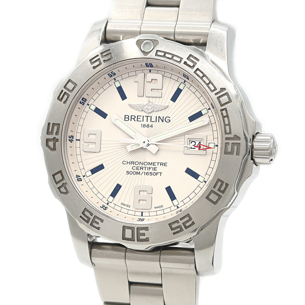 電池交換済 BREITLING ブライトリング コルト44 A74387 デイト 500m防水 アイボリー SS ステンレス メンズ クォーツ【6ヶ月保証】【腕時計】【中古】