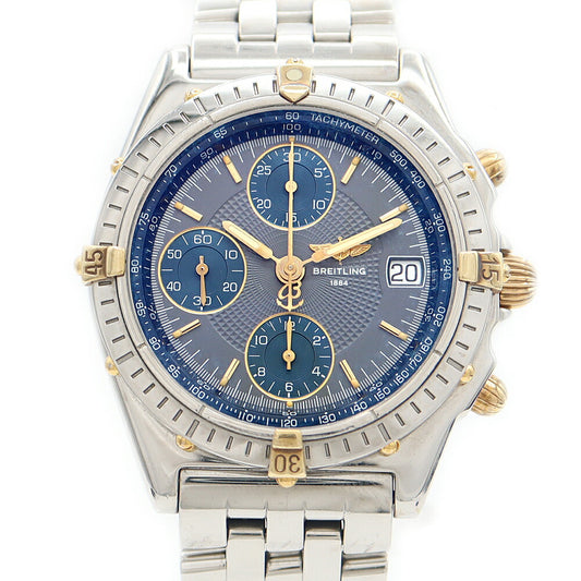 Internally inspected BREITLING Chronomat Bicolo B13050.1 Chronograph Date Gray Blue SS Stainless Steel YG Yellow Gold Men's Automatic Winding [6 Month Warranty] [Watch] [Used]