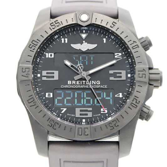 BREITLING ブライトリング エクゾスペース B55 ナイトミッション VB5510 デイト クロノグラフ 100m防水 黒 ブラック Ti ブラックチタン 純正ベルト 純正尾錠 メンズ デジアナ クォーツ【6ヶ月保証】【腕時計】【中古】