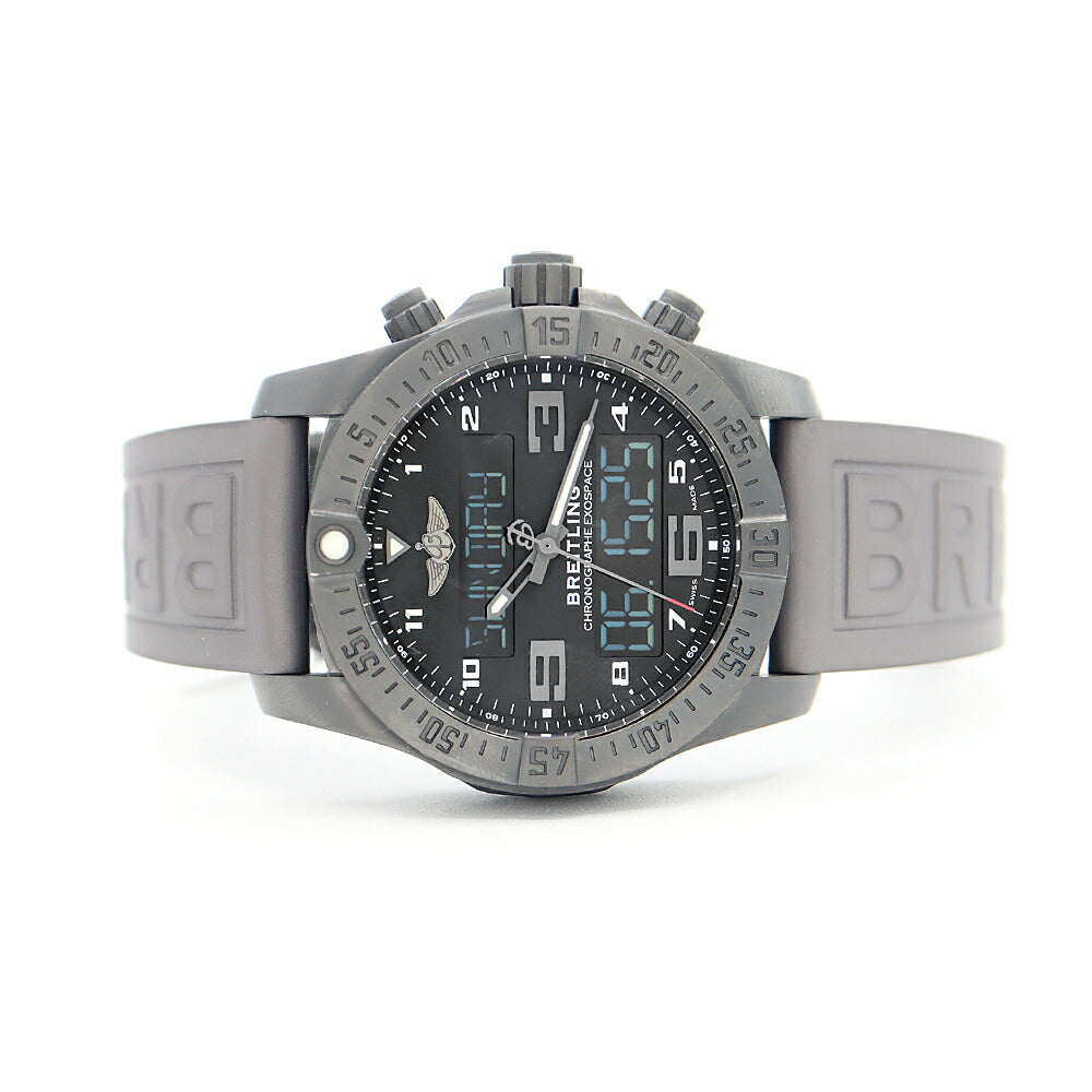 BREITLING ブライトリング エクゾスペース B55 ナイトミッション VB5510 デイト クロノグラフ 100m防水 黒 ブラック Ti ブラックチタン 純正ベルト 純正尾錠 メンズ デジアナ クォーツ【6ヶ月保証】【腕時計】【中古】