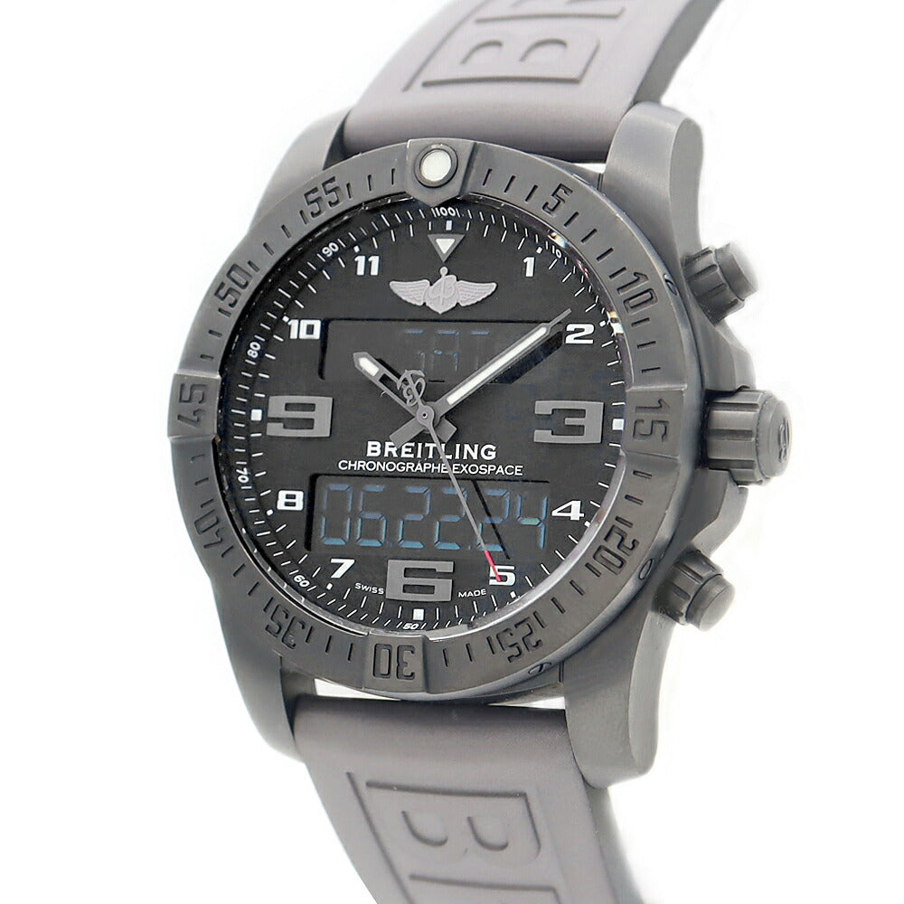BREITLING ブライトリング エクゾスペース B55 ナイトミッション VB5510 デイト クロノグラフ 100m防水 黒 ブラック Ti ブラックチタン 純正ベルト 純正尾錠 メンズ デジアナ クォーツ【6ヶ月保証】【腕時計】【中古】