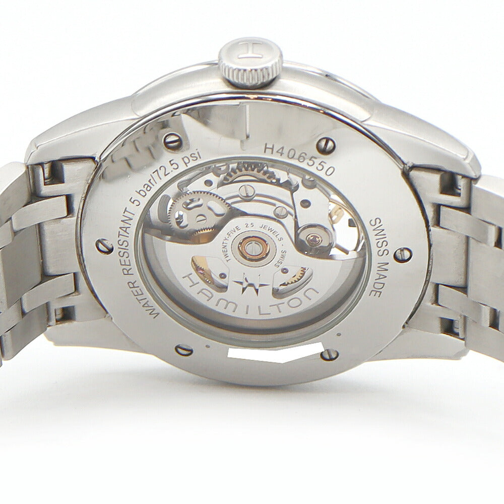 内部点検済 HAMILTON ハミルトン レイルロード H406550 裏スケ スケルトン 黒 ブラック SS ステンレス メンズ 自動巻き【6ヶ月保証】【腕時計】【中古】