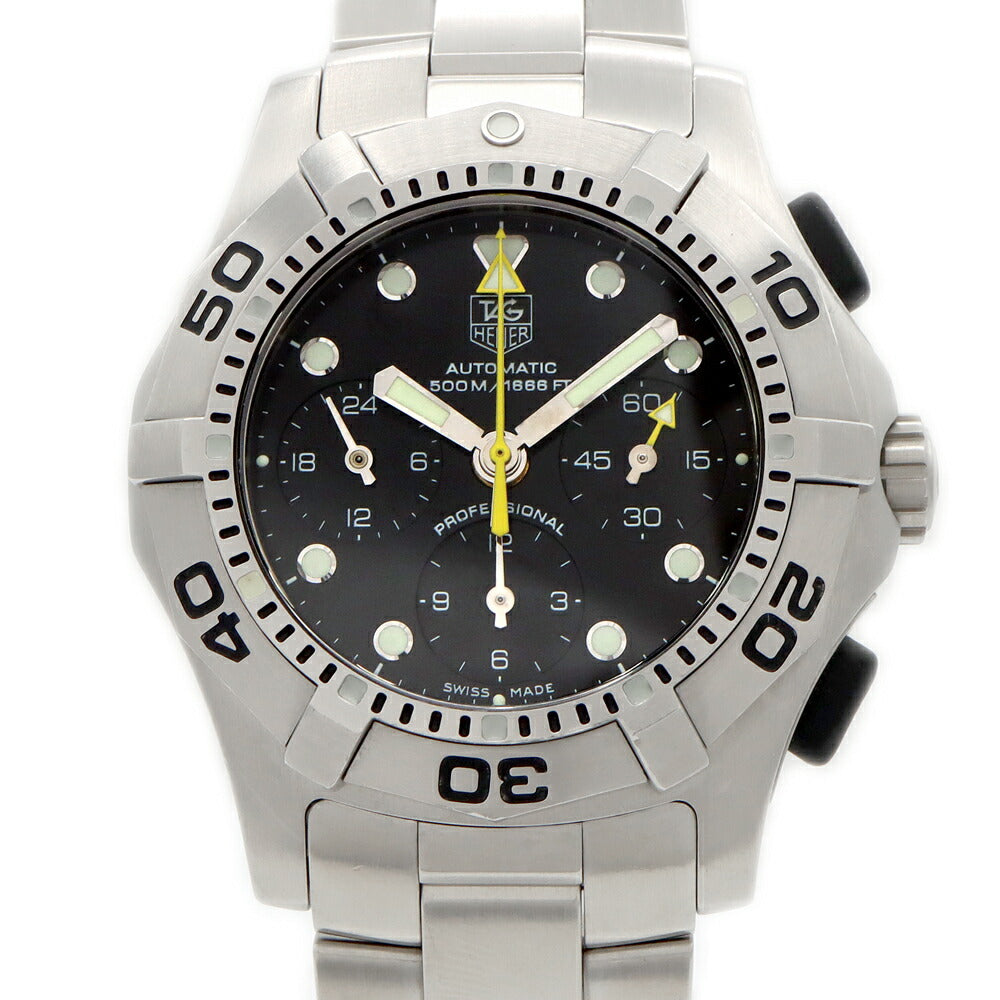 TAG Heuer タグホイヤー 2000 アクアグラフ CN211A クロノグラフ 500m防水 デイト 黒 ブラック SS ステンレス メンズ 自動巻き【6ヶ月保証】【腕時計】【中古】