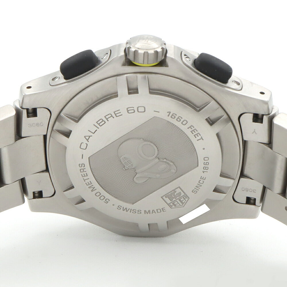 TAG Heuer タグホイヤー 2000 アクアグラフ CN211A クロノグラフ 500m防水 デイト 黒 ブラック SS ステンレス メンズ 自動巻き【6ヶ月保証】【腕時計】【中古】