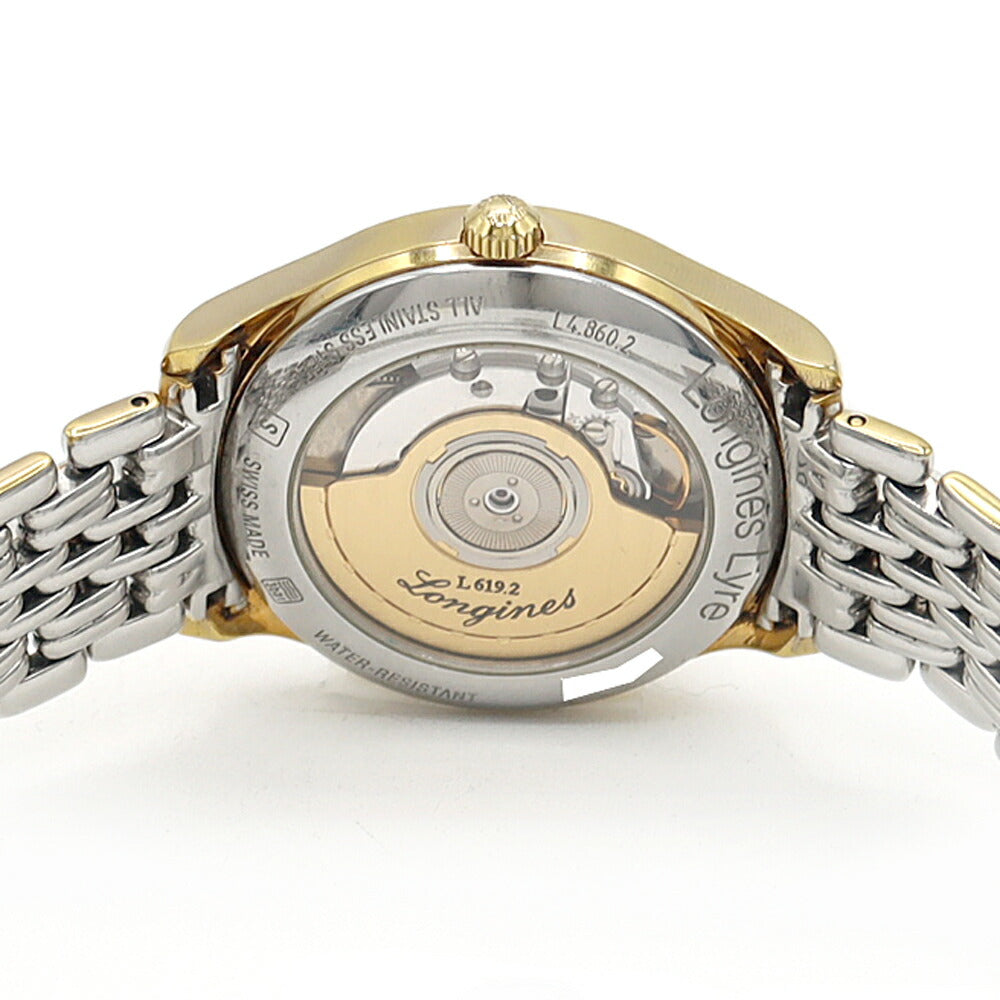 LONGINES ロンジン リール L4.860.2 デイト 30m防水 裏スケ ゴールド YGP イエローゴールド SS ステンレス コンビ メンズ 自動巻き【6ヶ月保証】【腕時計】【中古】