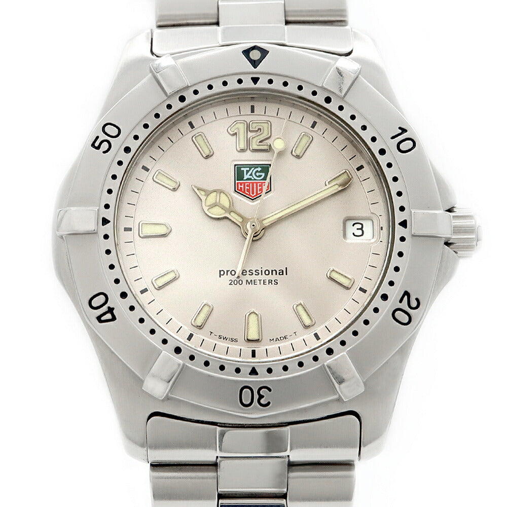 電池交換済 TAG Heuer タグホイヤー プロフェッショナル 2000シリーズ WK1112 デイト 200m防水 シルバー SS ステンレス メンズ クォーツ【6ヶ月保証】【腕時計】【中古】